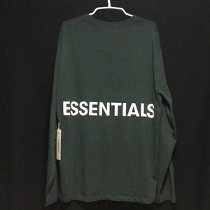 nwt green oversized fear of god essentials L/s